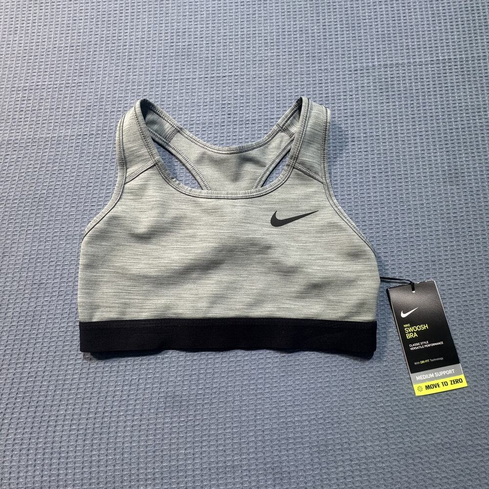 Nike Swoosh Medium-support Sport Bra‎ Women Sz S Gray Brand New